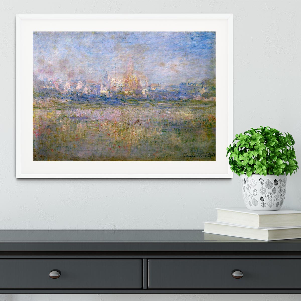 Vctheuil in the fog by Monet Framed Print - Canvas Art Rocks - 5