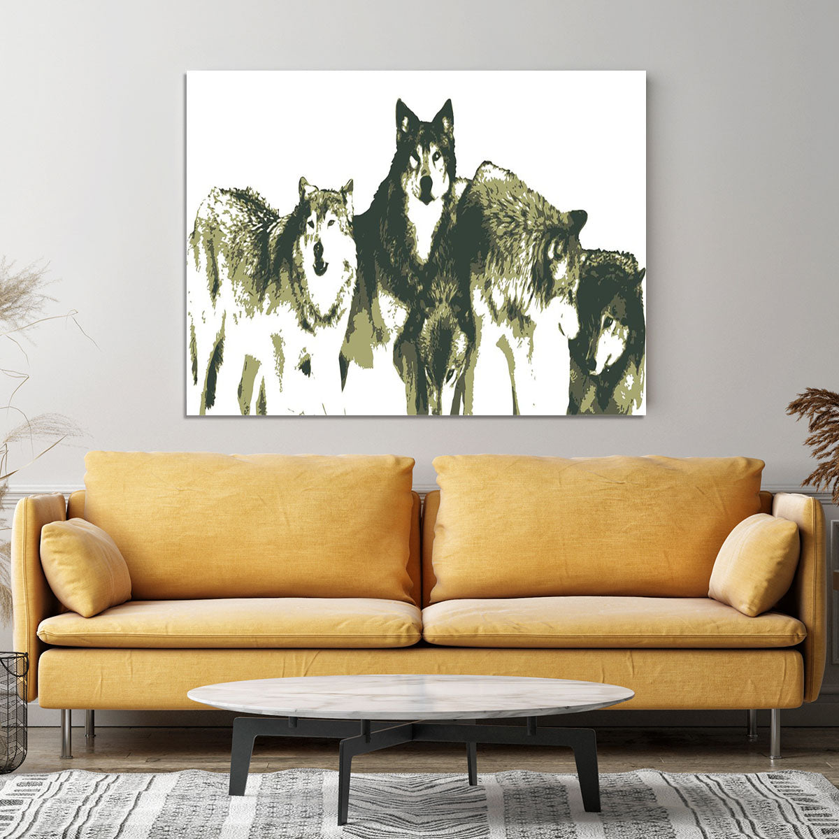 Vector Realistic Wolves Pack Drawing Canvas Print or Poster - Canvas Art Rocks - 4