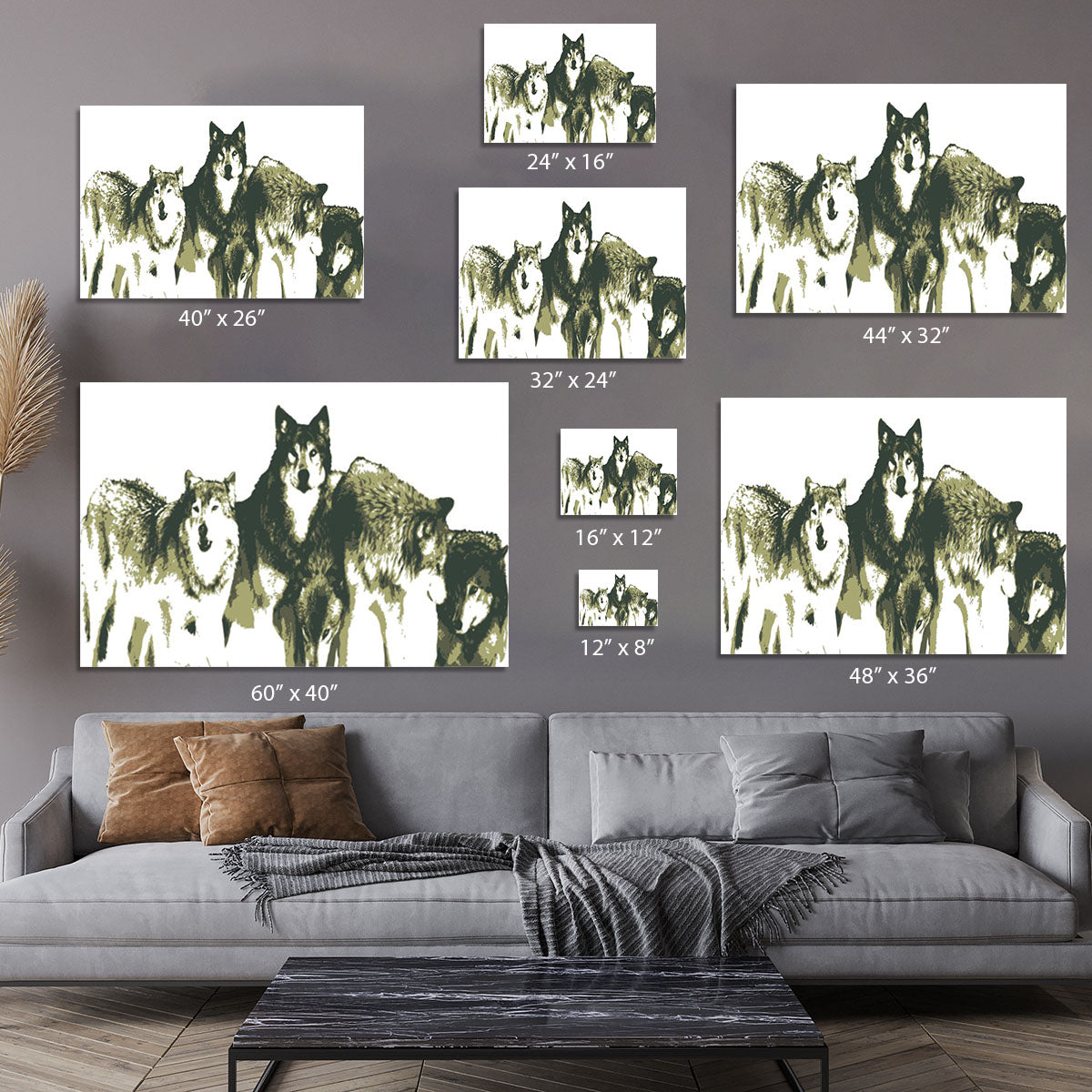 Vector Realistic Wolves Pack Drawing Canvas Print or Poster - Canvas Art Rocks - 7