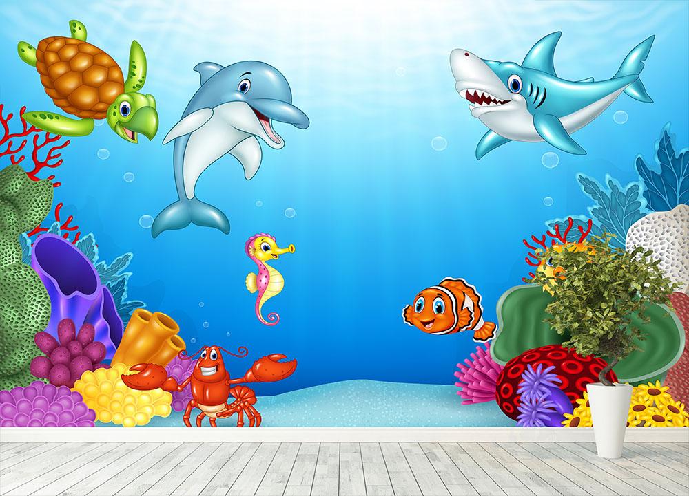 Vector illustration of Cartoon tropical fish Wall Mural Wallpaper