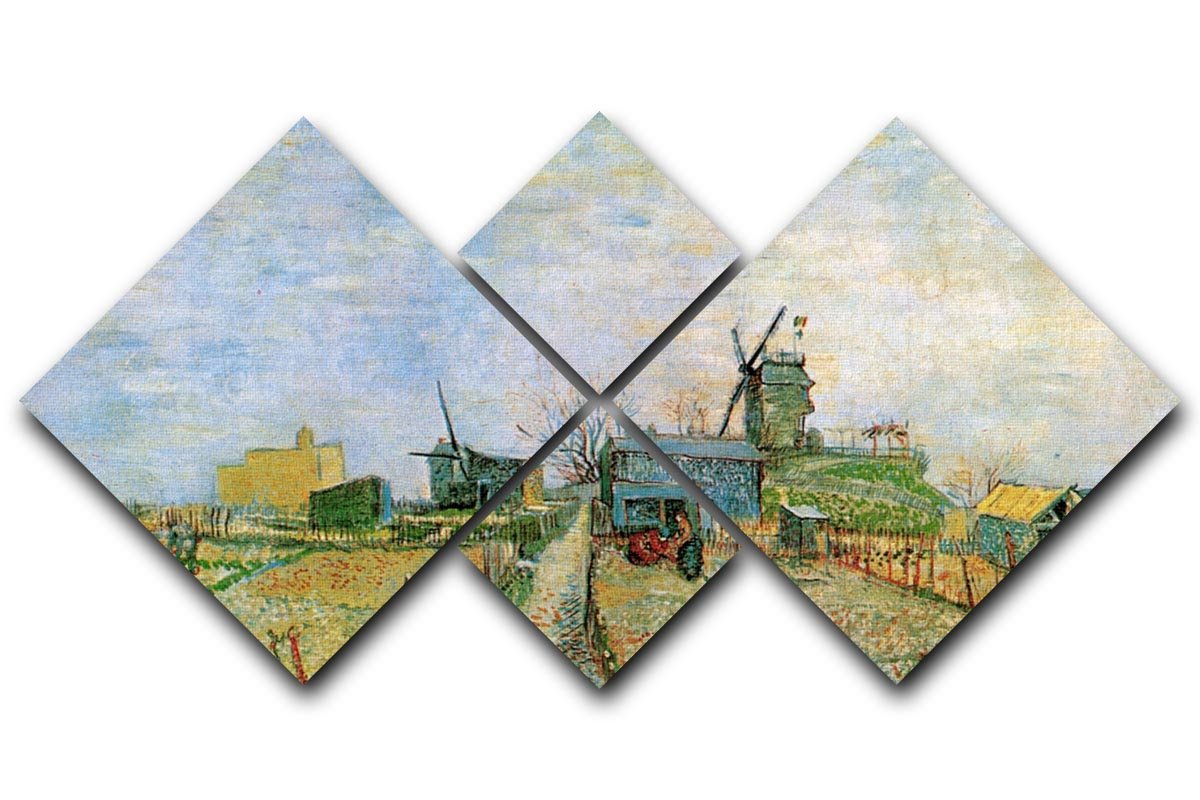 Vegetable Garden in Montmartre by Van Gogh 4 Square Multi Panel Canvas  - Canvas Art Rocks - 1