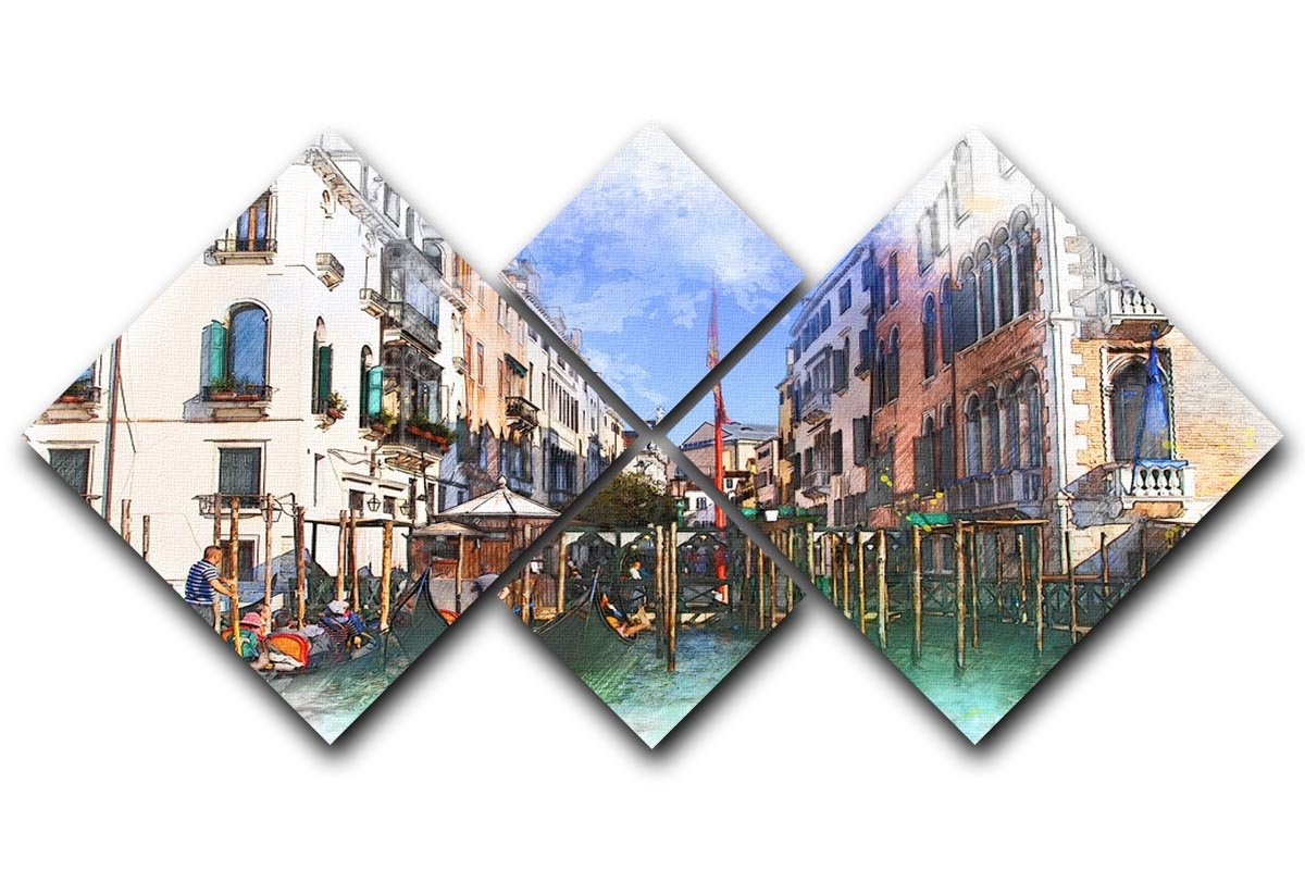 Venice Painting 4 Square Multi Panel Canvas  - Canvas Art Rocks - 1