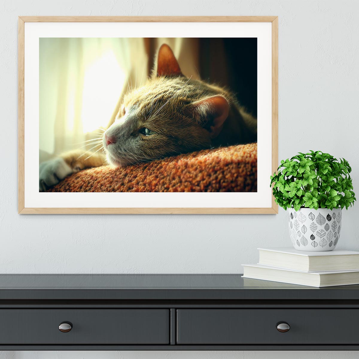 Very Sad Red Cat Framed Print - Canvas Art Rocks - 3