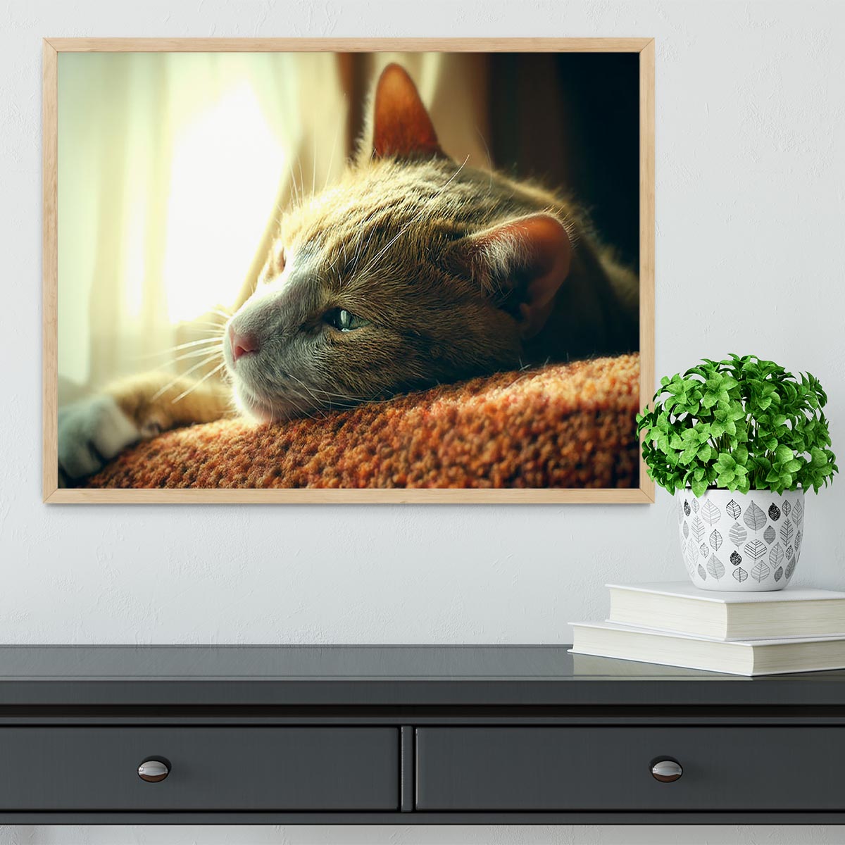 Very Sad Red Cat Framed Print - Canvas Art Rocks - 4