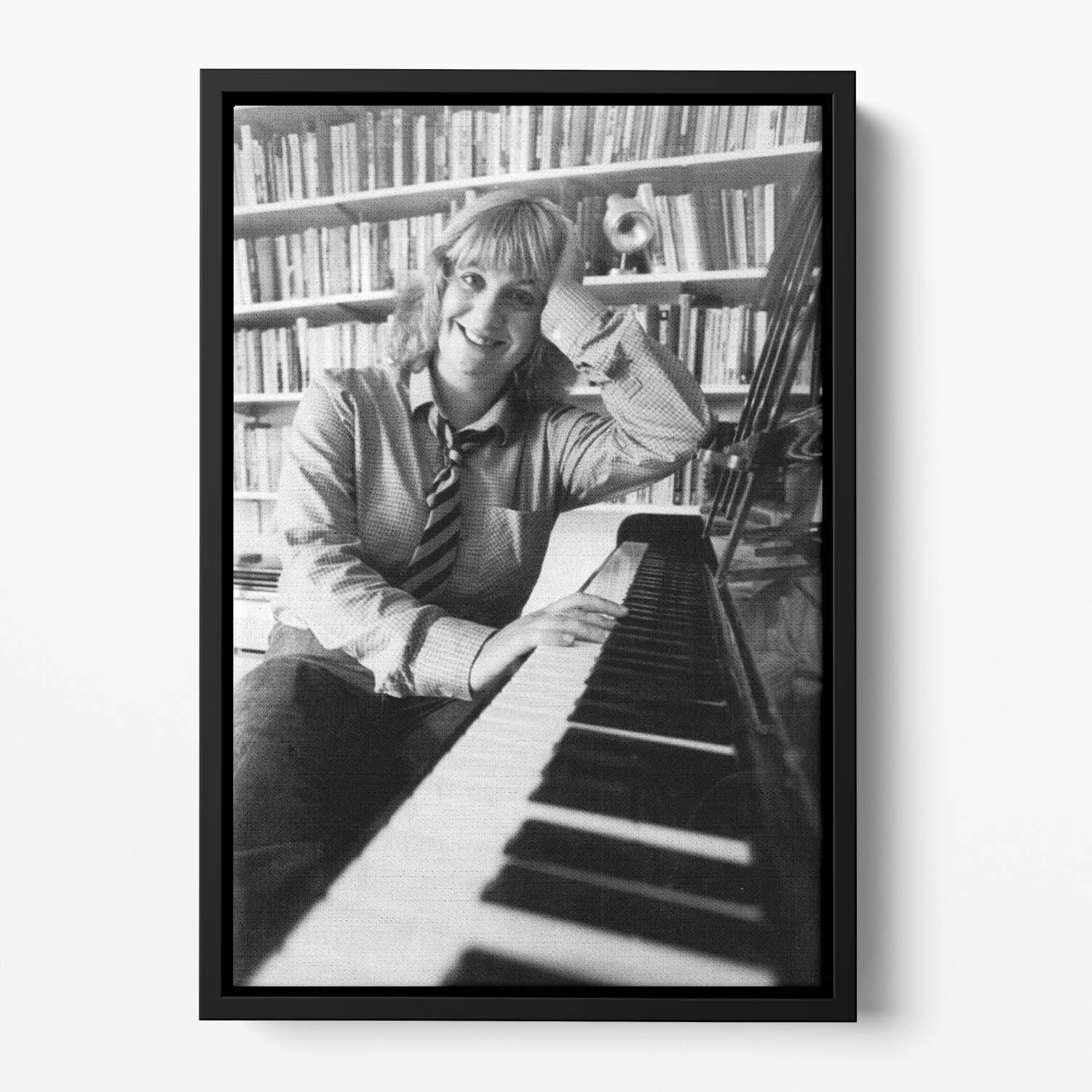Victoria Wood at the piano Floating Framed Canvas