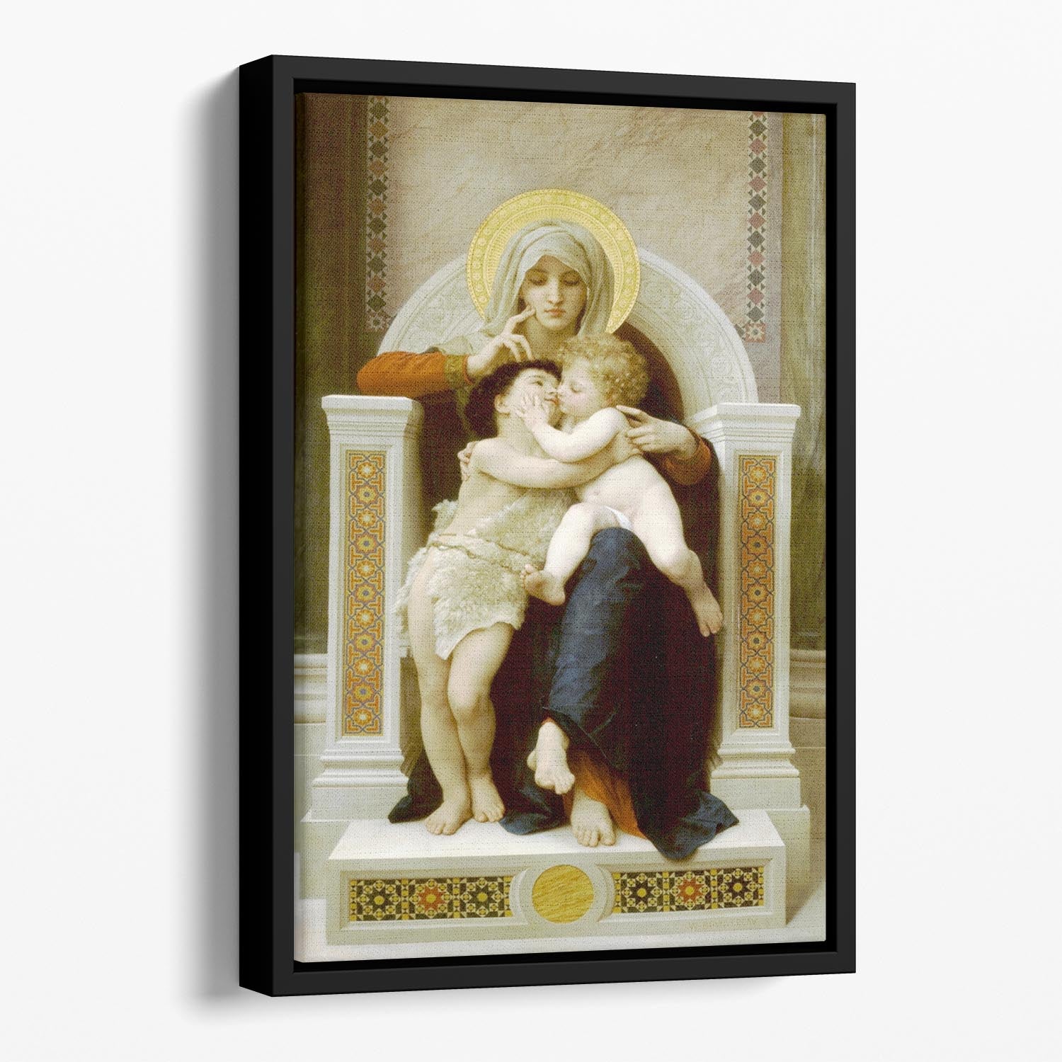Vierge-Jesus SaintJeanBaptiste 1875 By Bouguereau Floating Framed Canvas