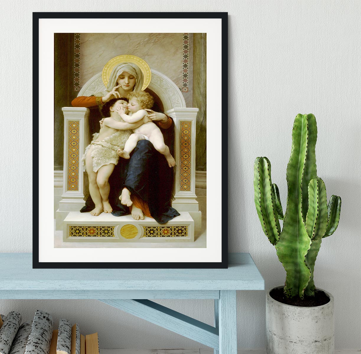 Vierge-Jesus SaintJeanBaptiste 1875 By Bouguereau Framed Print - Canvas Art Rocks - 1