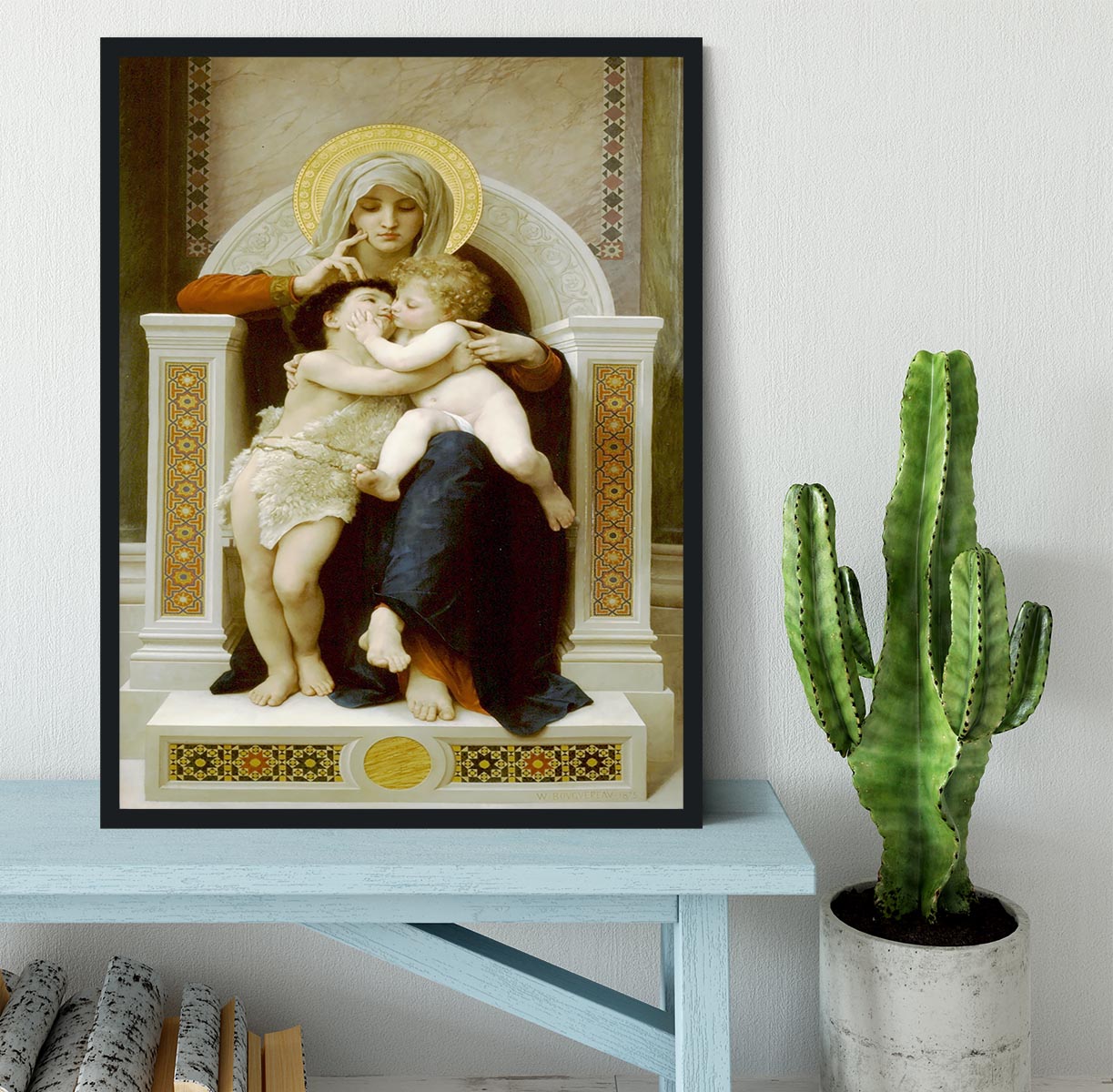 Vierge-Jesus SaintJeanBaptiste 1875 By Bouguereau Framed Print - Canvas Art Rocks - 2