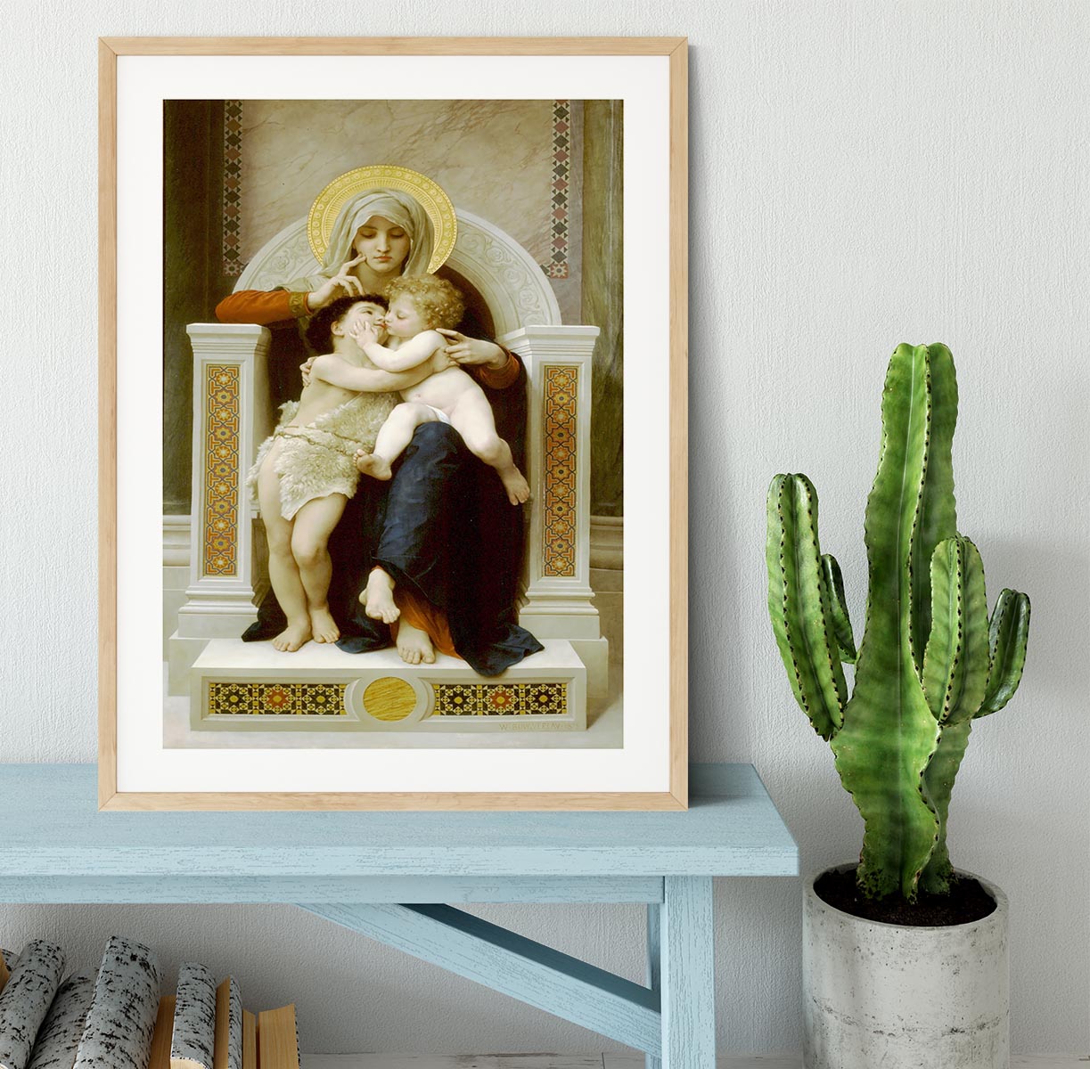 Vierge-Jesus SaintJeanBaptiste 1875 By Bouguereau Framed Print - Canvas Art Rocks - 3