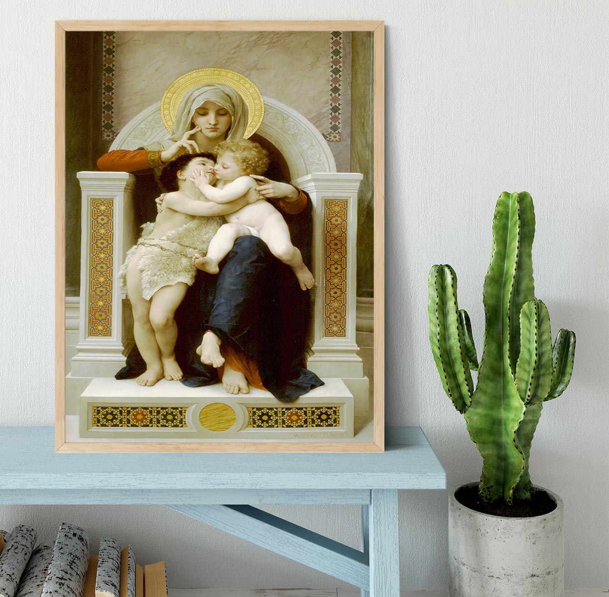 Vierge-Jesus SaintJeanBaptiste 1875 By Bouguereau Framed Print - Canvas Art Rocks - 4