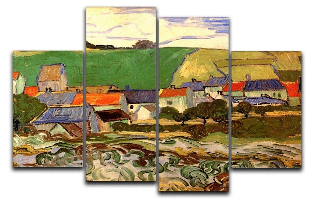 View of Auvers by Van Gogh 4 Split Panel Canvas  - Canvas Art Rocks - 1