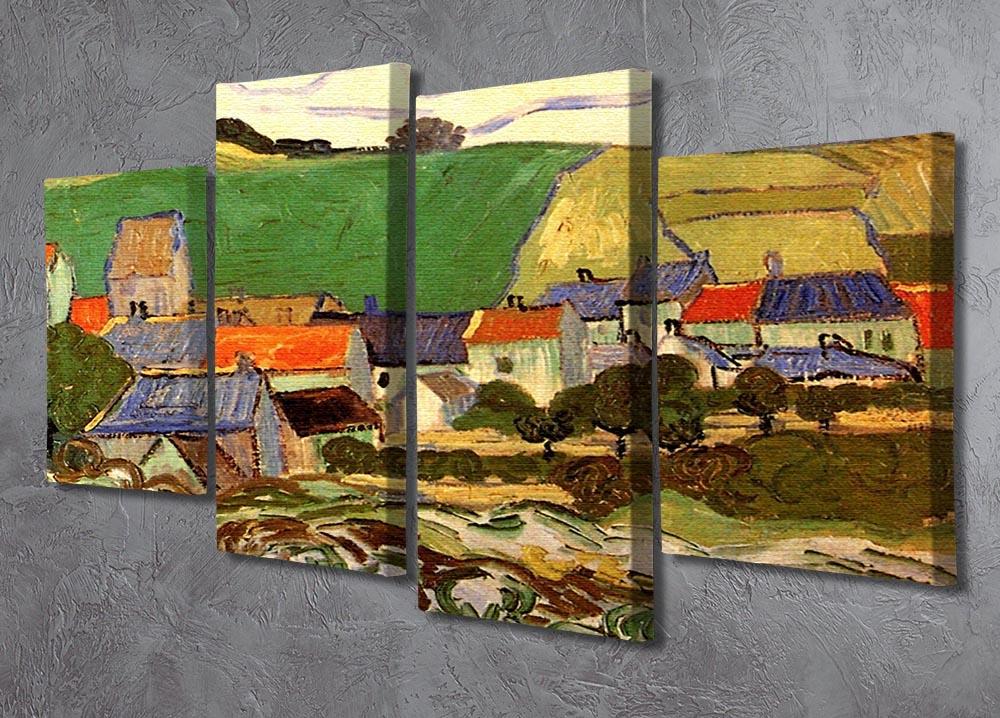 View of Auvers by Van Gogh 4 Split Panel Canvas - Canvas Art Rocks - 2