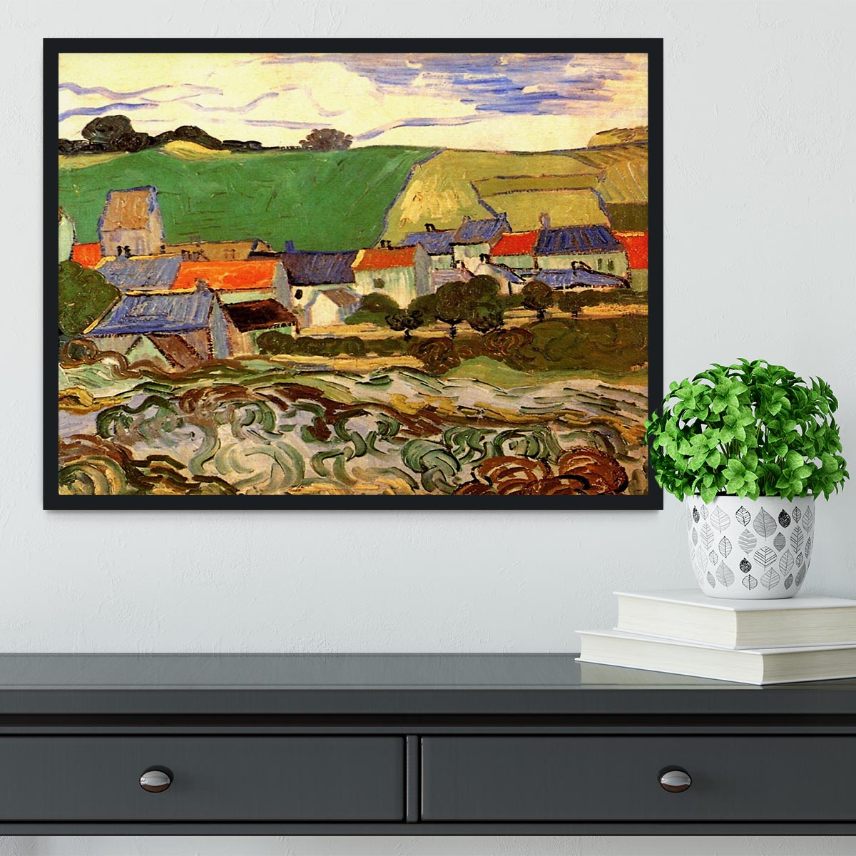 View of Auvers by Van Gogh Framed Print - Canvas Art Rocks - 2
