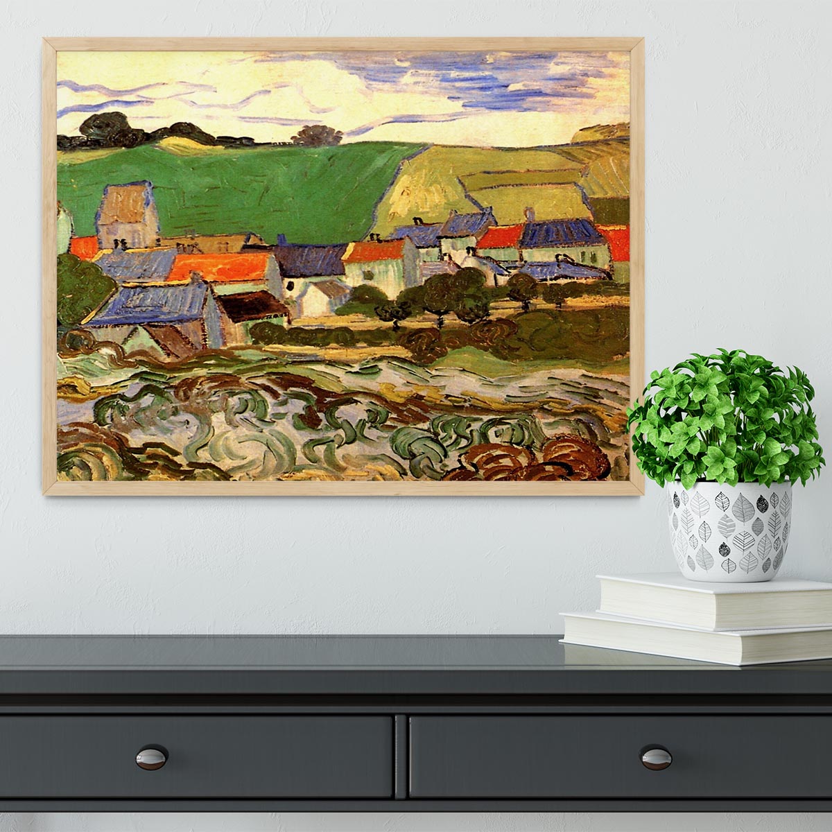 View of Auvers by Van Gogh Framed Print - Canvas Art Rocks - 4