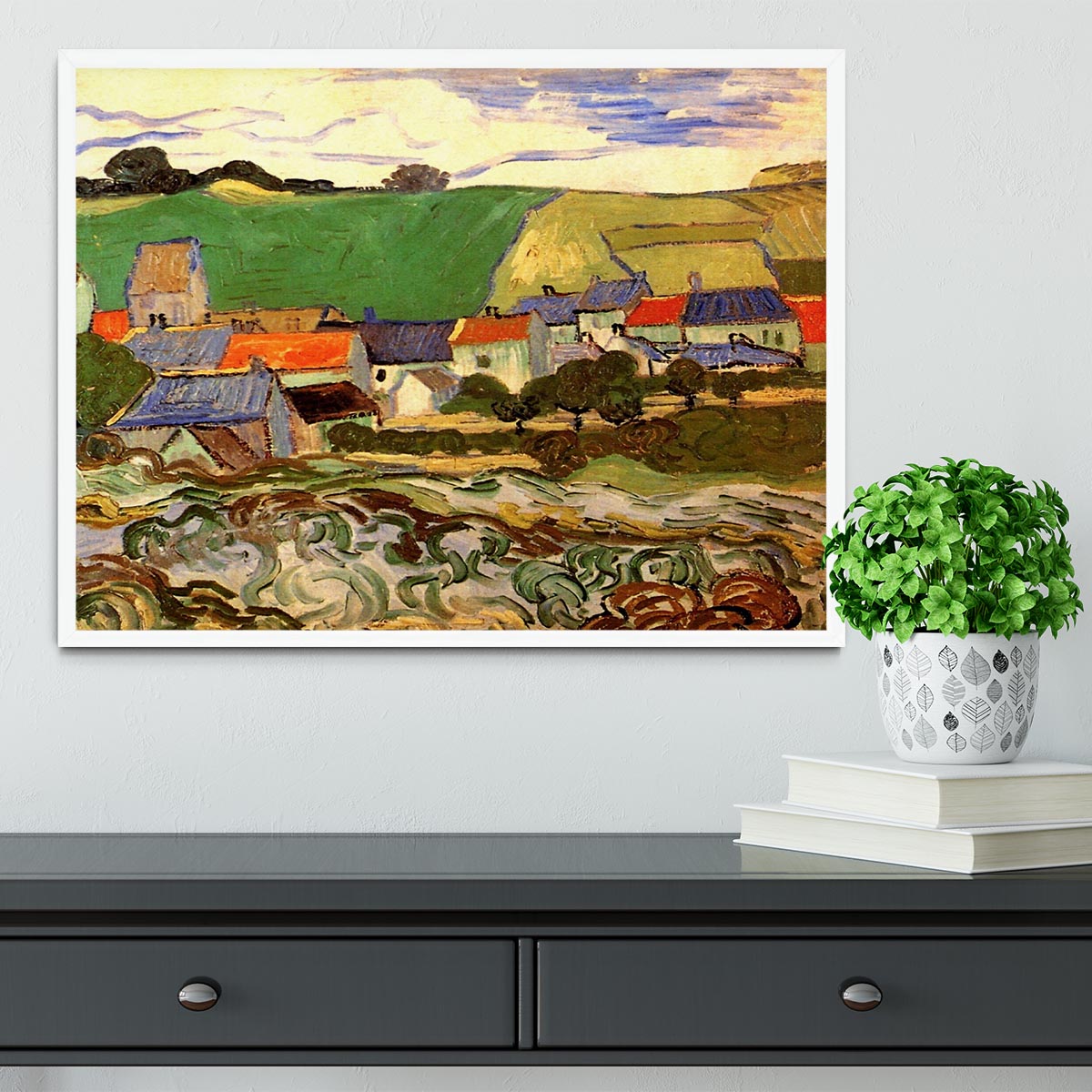 View of Auvers by Van Gogh Framed Print - Canvas Art Rocks -6