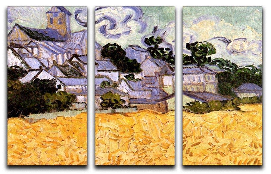 View of Auvers with Church by Van Gogh 3 Split Panel Canvas Print - Canvas Art Rocks - 4