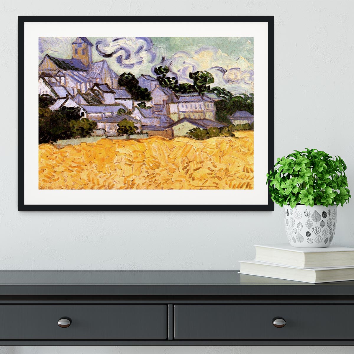 View of Auvers with Church by Van Gogh Framed Print - Canvas Art Rocks - 1