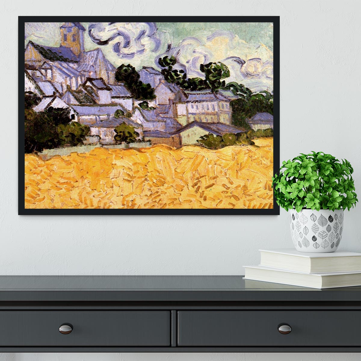 View of Auvers with Church by Van Gogh Framed Print - Canvas Art Rocks - 2