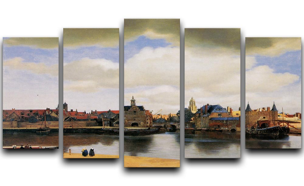 View of Delft by Vermeer 5 Split Panel Canvas - Canvas Art Rocks - 1