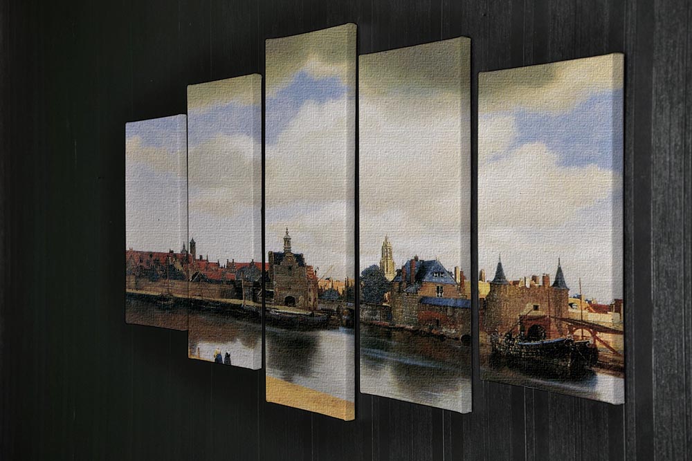 View of Delft by Vermeer 5 Split Panel Canvas - Canvas Art Rocks - 2