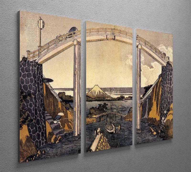 View of Mount Fuji by Hokusai 3 Split Panel Canvas Print - Canvas Art Rocks - 2