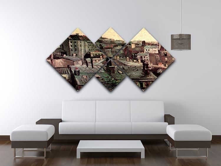 View of Roofs and Backs of Houses by Van Gogh 4 Square Multi Panel Canvas - Canvas Art Rocks - 3
