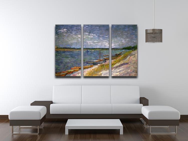 View of a River with Rowing Boats by Van Gogh 3 Split Panel Canvas Print - Canvas Art Rocks - 4