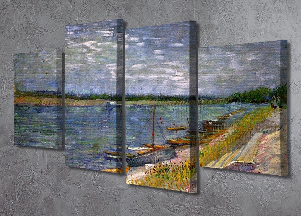 View of a River with Rowing Boats by Van Gogh 4 Split Panel Canvas - Canvas Art Rocks - 2