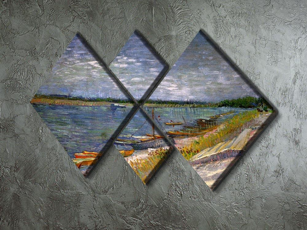 View of a River with Rowing Boats by Van Gogh 4 Square Multi Panel Canvas - Canvas Art Rocks - 2