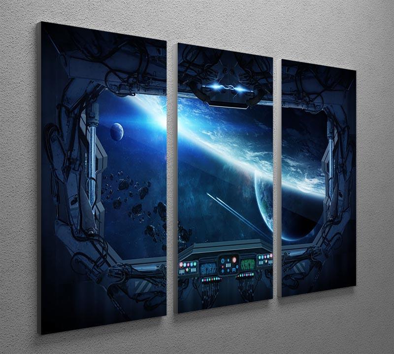 View of outer space from the window of a space station 3 Split Panel Canvas Print - Canvas Art Rocks - 2