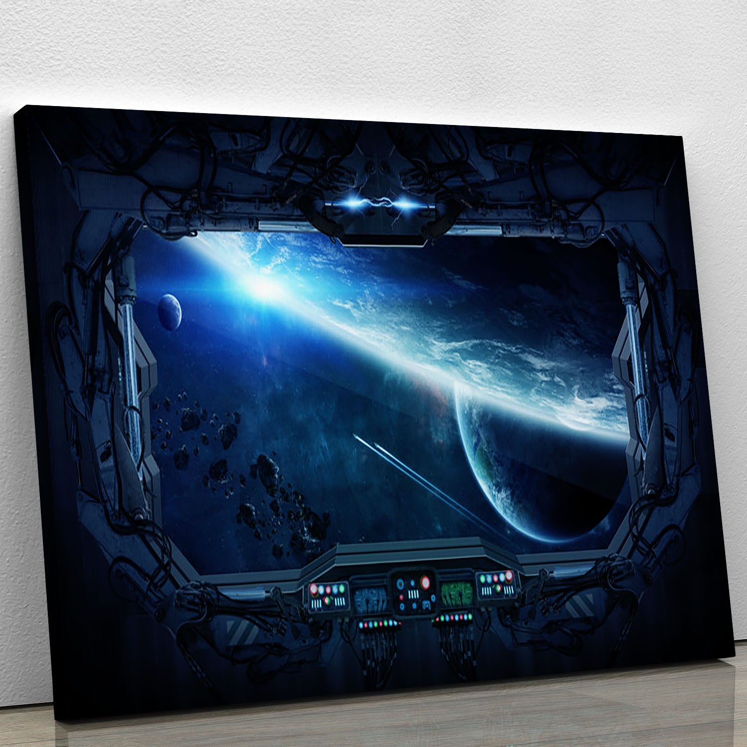 View of outer space from the window of a space station Canvas Print or Poster - Canvas Art Rocks - 1