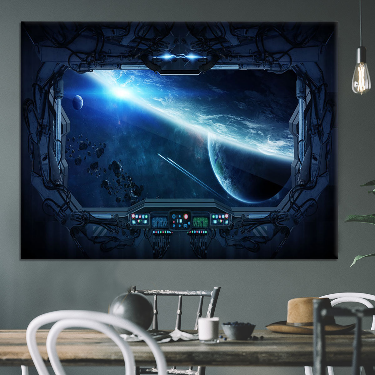 View of outer space from the window of a space station Canvas Print or Poster - Canvas Art Rocks - 3