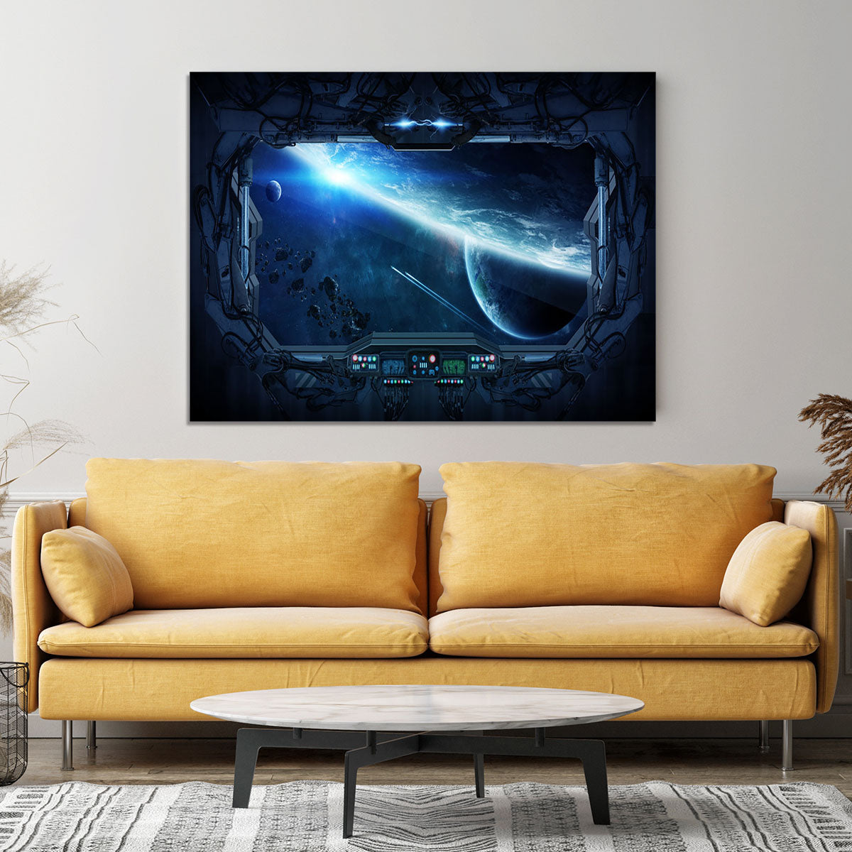 View of outer space from the window of a space station Canvas Print or Poster - Canvas Art Rocks - 4