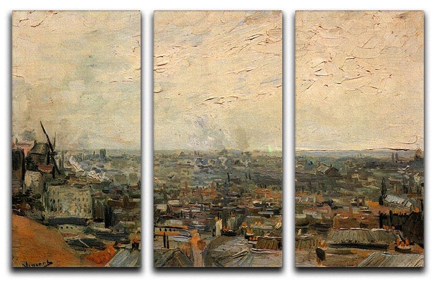 View of paris from Montmarte by Van Gogh 3 Split Panel Canvas Print - Canvas Art Rocks - 4