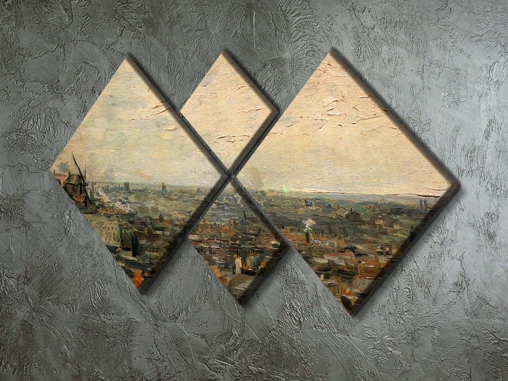 View of paris from Montmarte by Van Gogh 4 Square Multi Panel Canvas - Canvas Art Rocks - 2