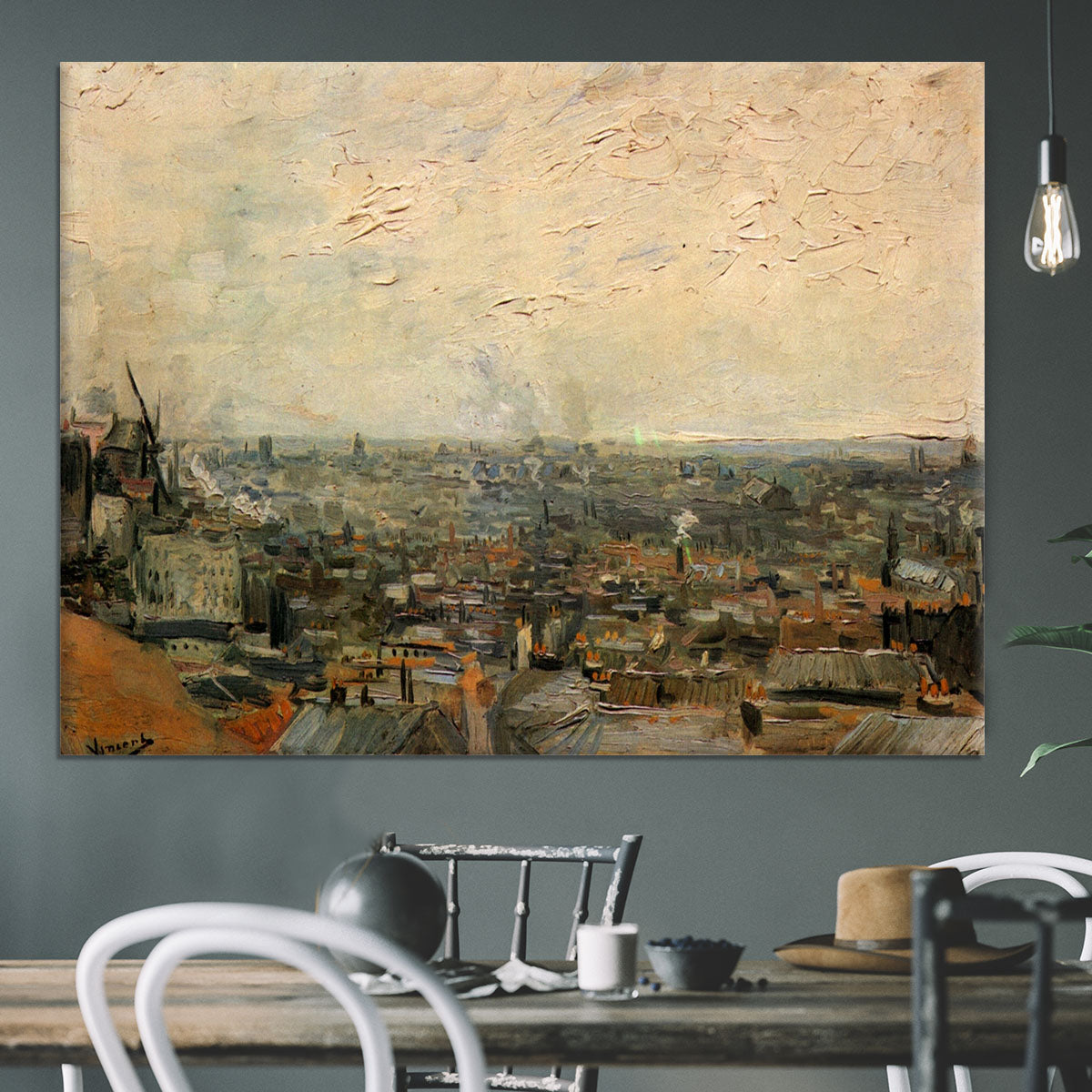 View of paris from Montmarte by Van Gogh Canvas Print or Poster - Canvas Art Rocks - 3