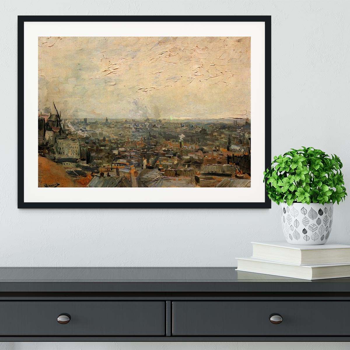 View of paris from Montmarte by Van Gogh Framed Print - Canvas Art Rocks - 1