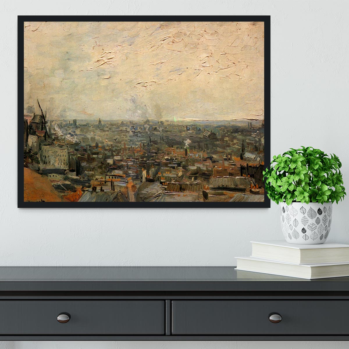 View of paris from Montmarte by Van Gogh Framed Print - Canvas Art Rocks - 2