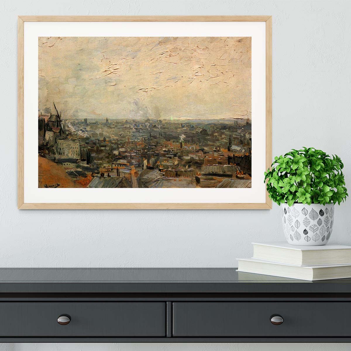 View of paris from Montmarte by Van Gogh Framed Print - Canvas Art Rocks - 3