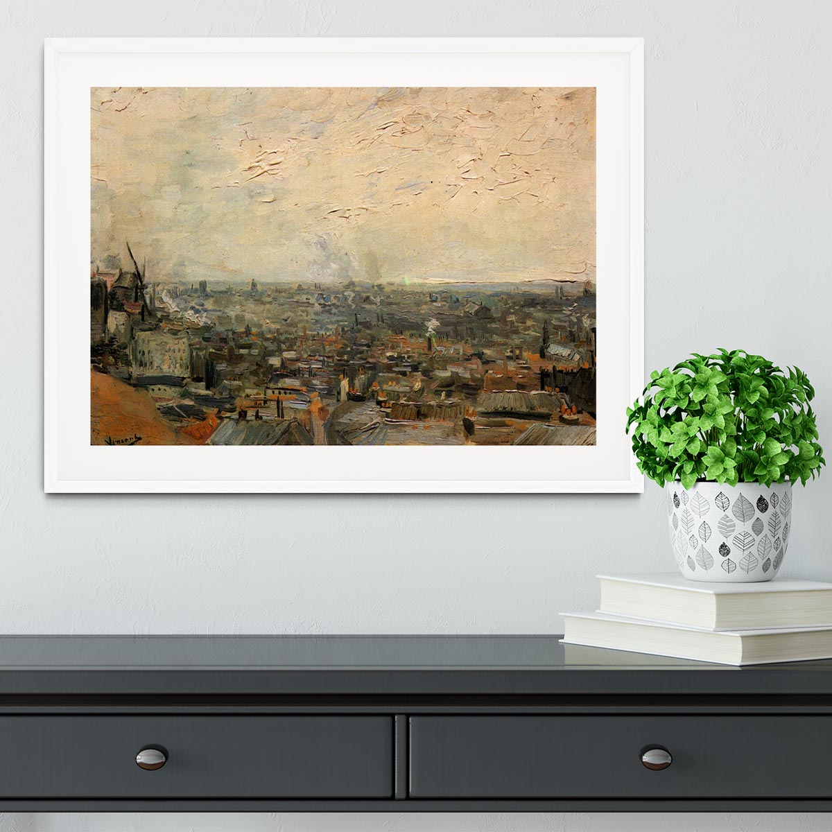 View of paris from Montmarte by Van Gogh Framed Print - Canvas Art Rocks - 5