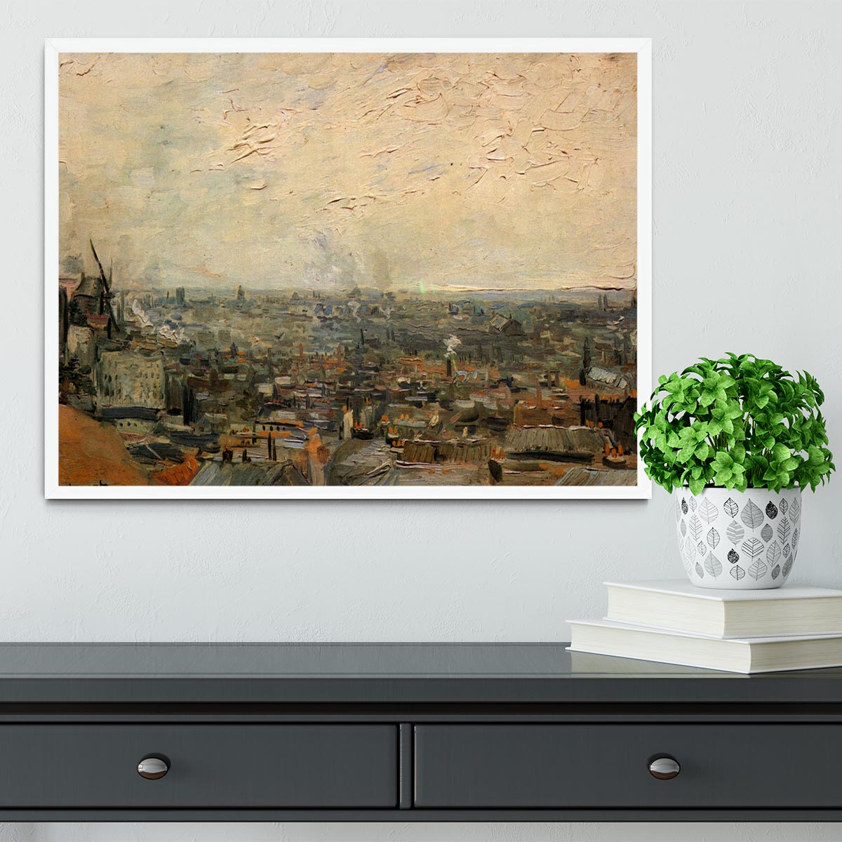 View of paris from Montmarte by Van Gogh Framed Print - Canvas Art Rocks -6