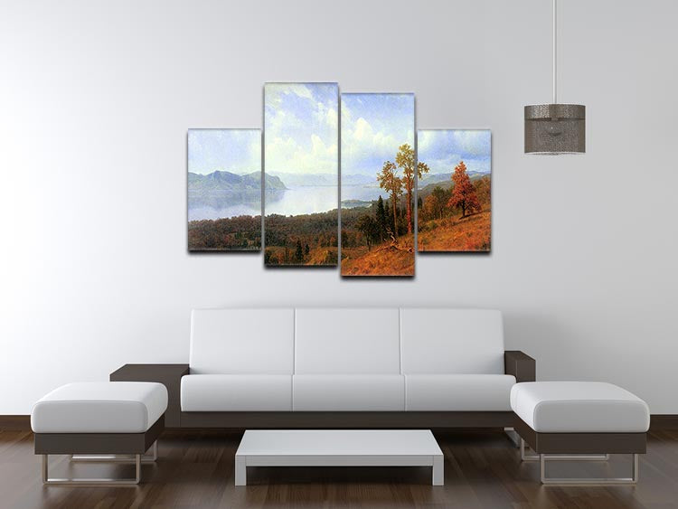 View of the Hudson River Vally by Bierstadt 4 Split Panel Canvas - Canvas Art Rocks - 3