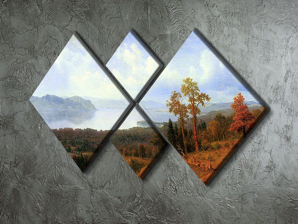 View of the Hudson River Vally by Bierstadt 4 Square Multi Panel Canvas - Canvas Art Rocks - 2