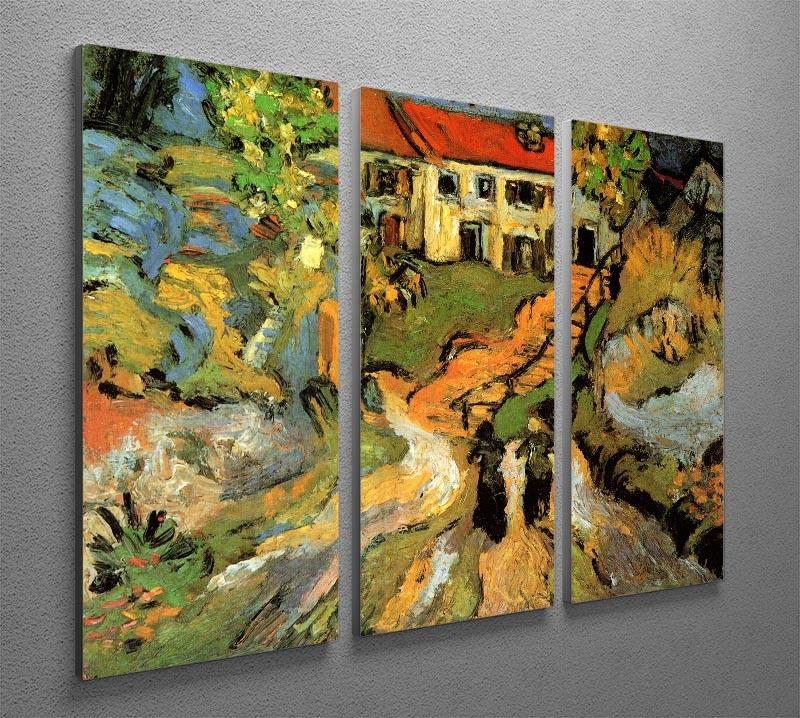 Village Street and Steps in Auvers with Two Figures by Van Gogh 3 Split Panel Canvas Print - Canvas Art Rocks - 4