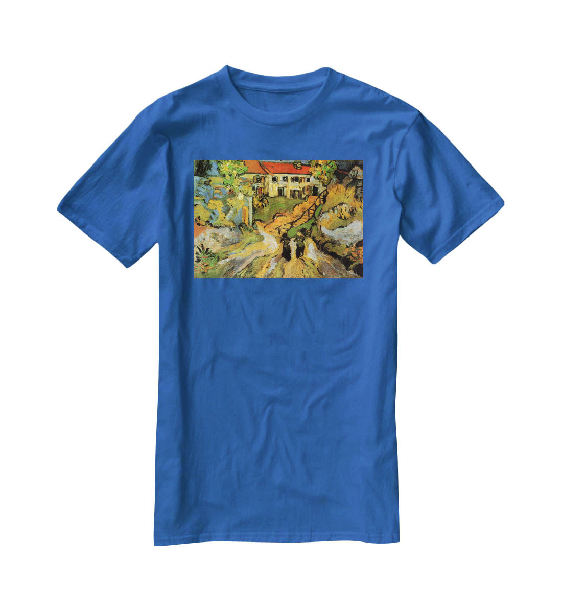 Village Street and Steps in Auvers with Two Figures by Van Gogh T-Shirt - Canvas Art Rocks - 2