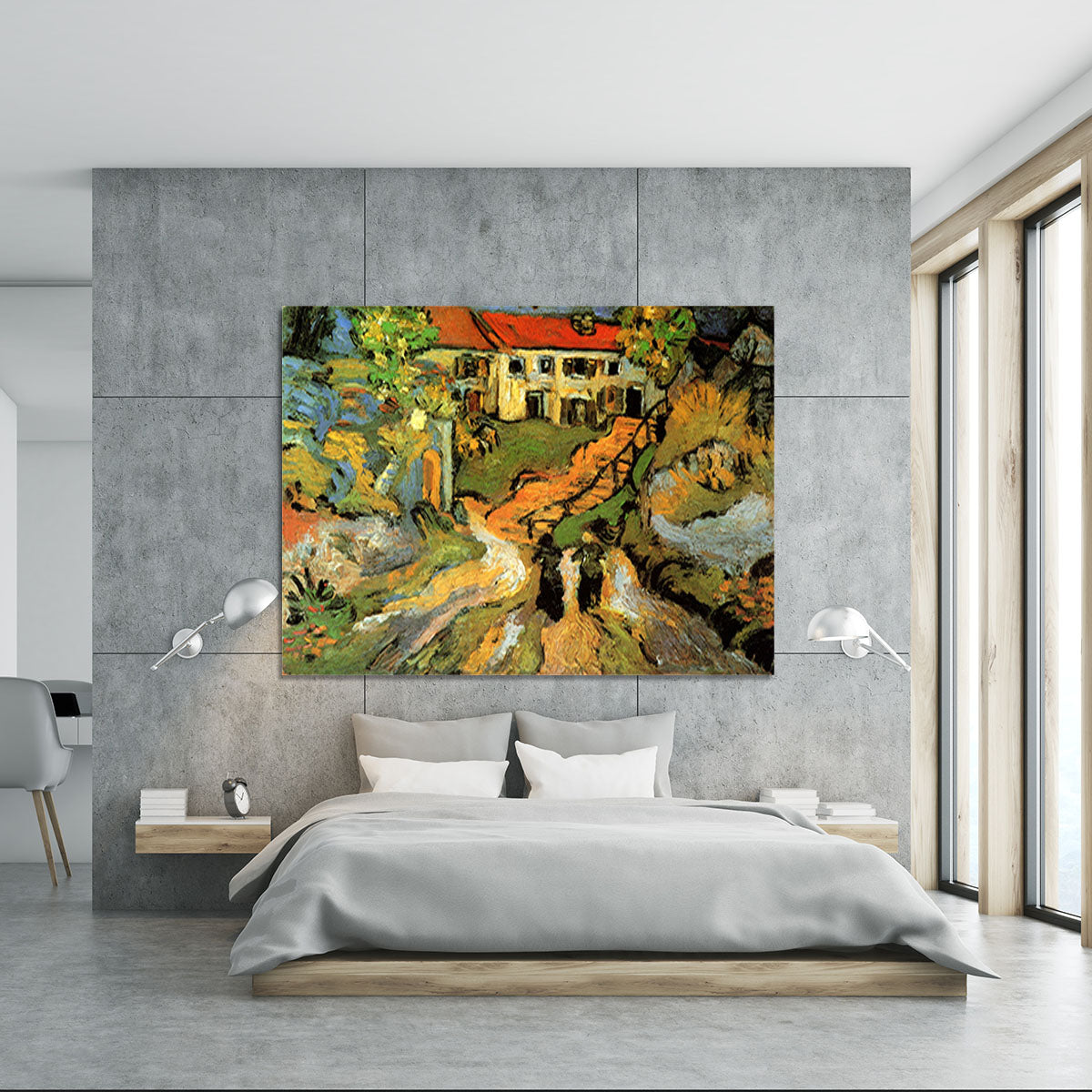 Village Street and Steps in Auvers with Two Figures by Van Gogh Canvas Print or Poster - Canvas Art Rocks - 5