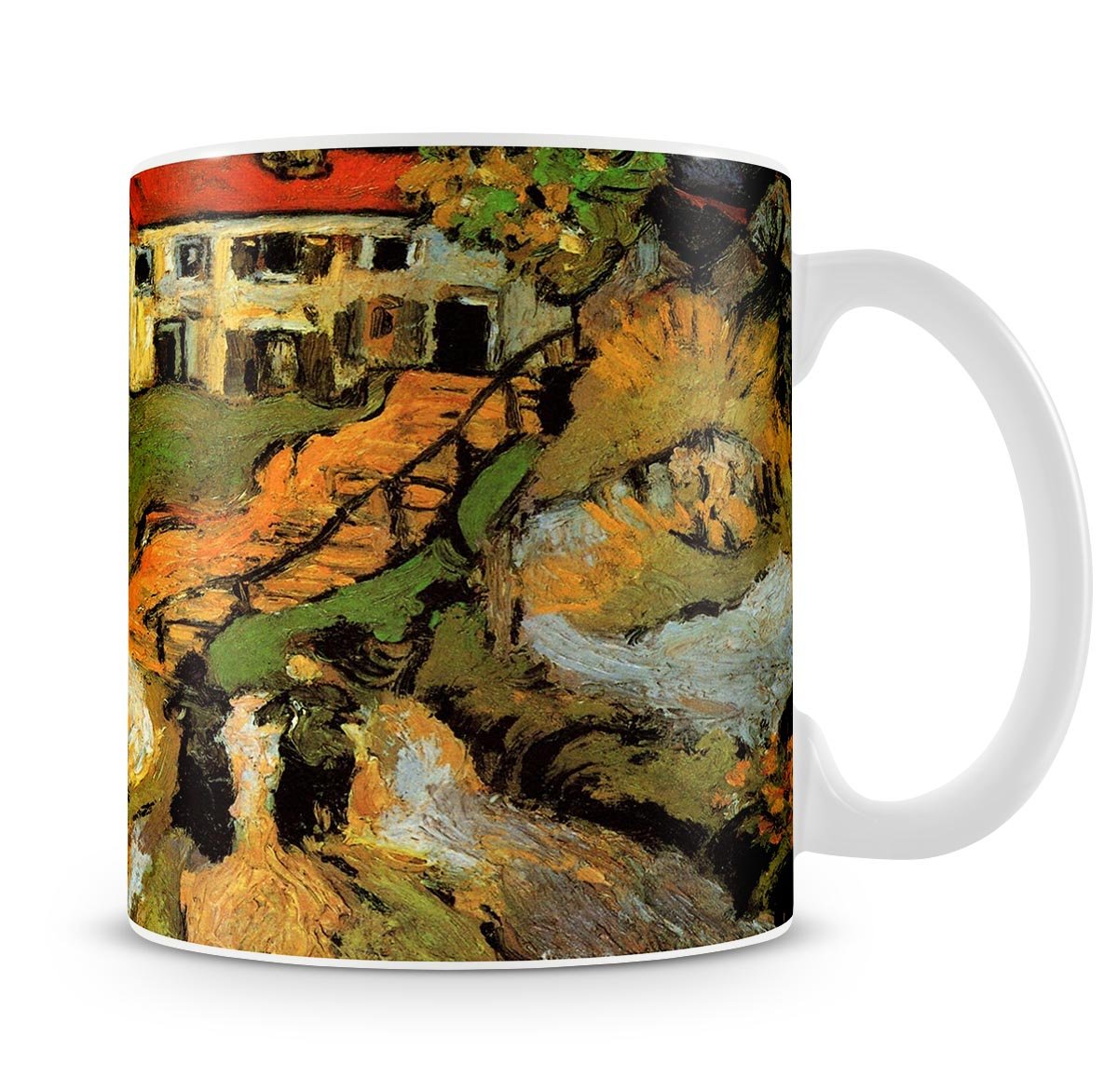 Village Street and Steps in Auvers with Two Figures by Van Gogh Mug - Canvas Art Rocks - 4