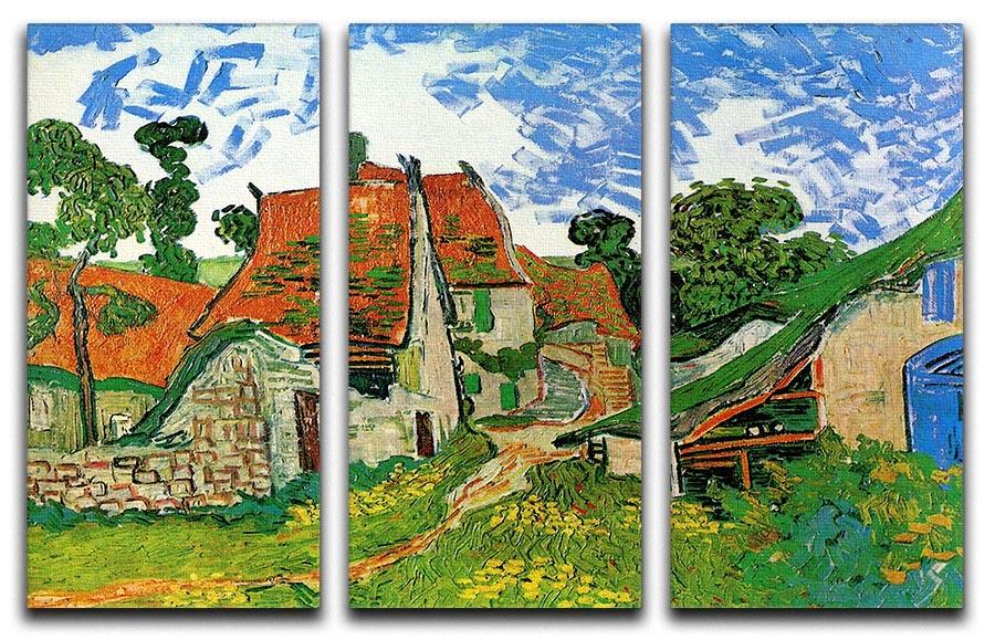 Village Street in Auvers by Van Gogh 3 Split Panel Canvas Print - Canvas Art Rocks - 4