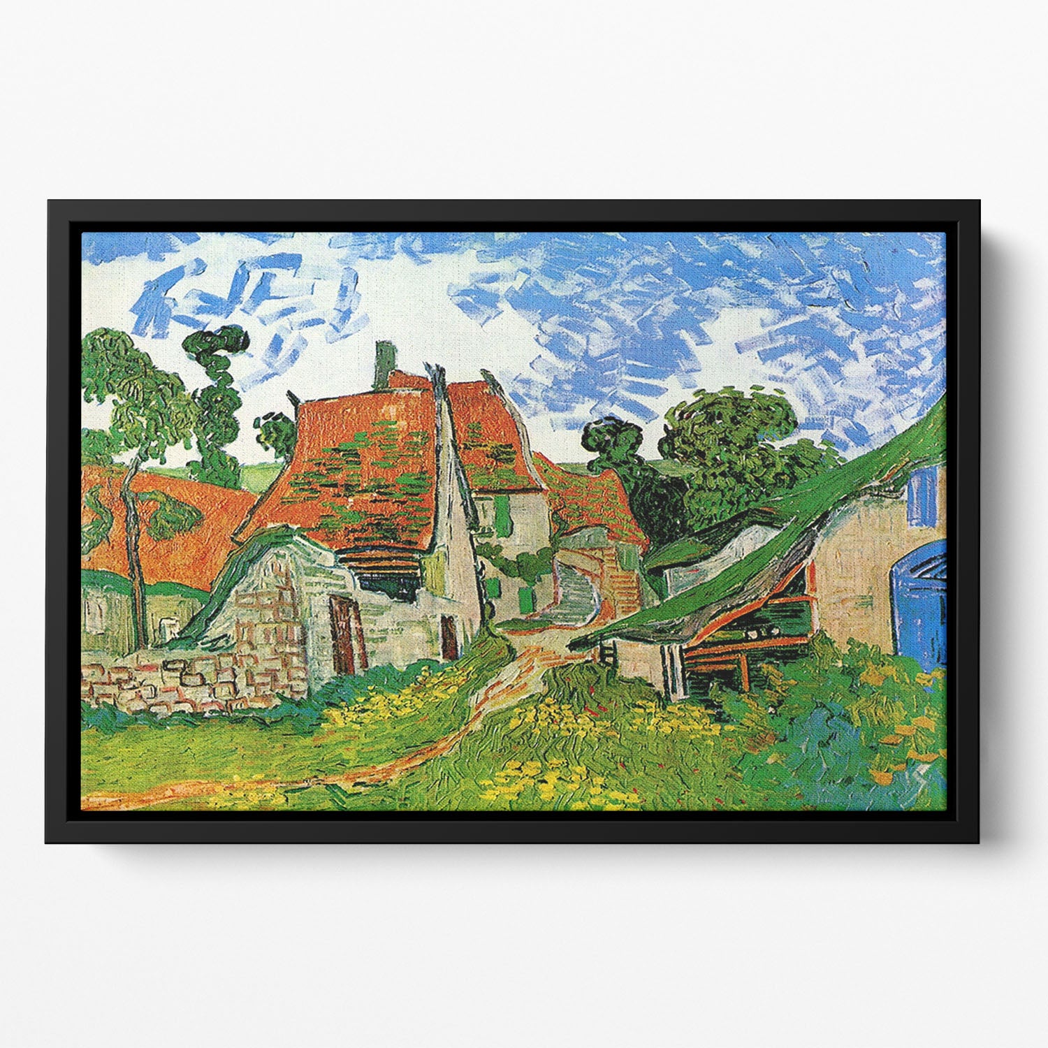 Village Street in Auvers by Van Gogh Floating Framed Canvas