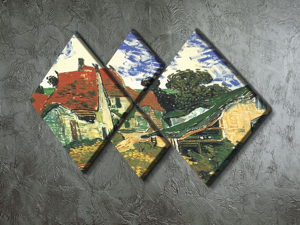 Villages Street in Auvers by Van Gogh 4 Square Multi Panel Canvas - Canvas Art Rocks - 2